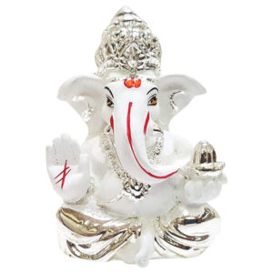 Stylish Orange Ceramic Ganesha Idol for Car Dashboard I Gifting - Karigaari India Aesthetic Home Decor