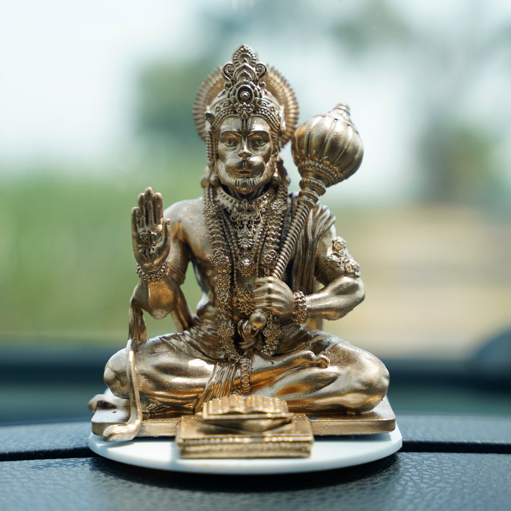 Premium Golden Hanuman Resin Crafted Figure For Car Dashboard Modern Ornament 1 Golden Hanuman Resin Idol for Car Dashboard - Karigaari India Aesthetic Home Decor