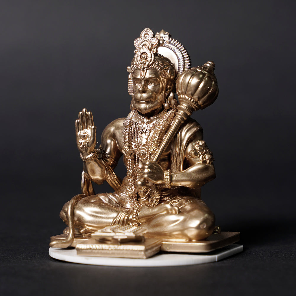 Premium Golden Hanuman Resin Crafted Figure For Car Dashboard Modern Ornament 3 Golden Hanuman Resin Idol for Car Dashboard - Karigaari India Aesthetic Home Decor