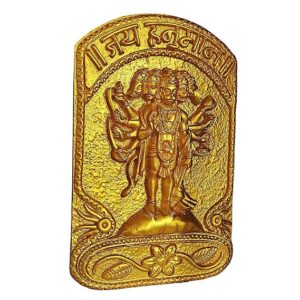 Golden Panchmukhi Hanuman Wall Hanging - Karigaari India Aesthetic Home Decor