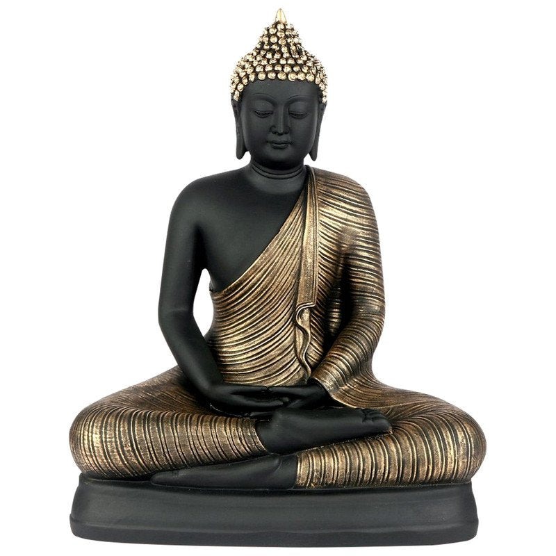 Premium Handmade Ployresin Lord Buddha Black And Golden Meditating Idol Decor Piece Home Decoration Office Decor Spiritual Gift Decorative Piece 2 Handcrafted Ployresin Lord Buddha Black And Golden Meditating Statue Showpiece Home Decor/Office Decor/Spiritual Gift - Karigaari India Aesthetic Home Decor