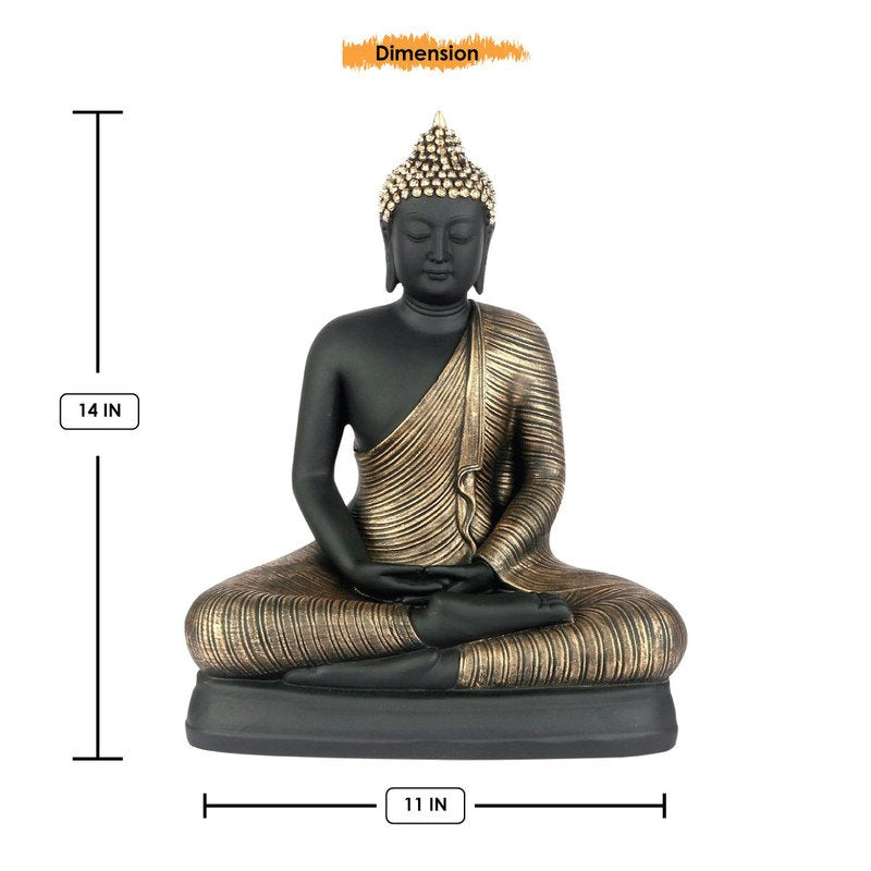 Premium Handmade Ployresin Lord Buddha Black And Golden Meditating Idol Decor Piece Home Decoration Office Decor Spiritual Gift Decorative Piece 4 Handcrafted Ployresin Lord Buddha Black And Golden Meditating Statue Showpiece Home Decor/Office Decor/Spiritual Gift - Karigaari India Aesthetic Home Decor