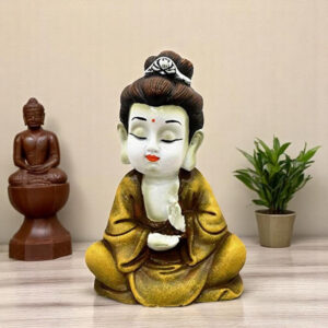 Handcrafted Ployresin Lord Buddha Sitting Statue Showpiece Home Decor/Office Decor/Spiritual Gift, Gold - Karigaari India Aesthetic Home Decor