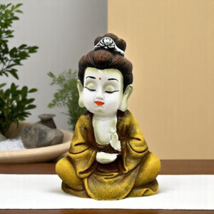 Handcrafted Ployresin Lord Buddha Sitting Statue Showpiece Home Decor/Office Decor/Spiritual Gift, Gold - Karigaari India Aesthetic Home Decor