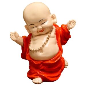 Handcrafted Ployresin Lord Buddha Standing  Statue  Showpiece Home Decor/Office Decor/Spiritual Gift, Orange Colour - Karigaari India Aesthetic Home Decor