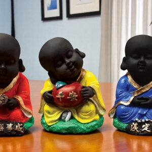 Handcrafted Ployresin Sitting  Lord Buddha Statue Three Multicolour Pieces Showpiece Home Decor/Office Decor/Spiritual Gift - Karigaari India Aesthetic Home Decor