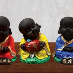 Handcrafted Ployresin Sitting  Lord Buddha Statue Three Multicolour Pieces Showpiece Home Decor/Office Decor/Spiritual Gift - Karigaari India Aesthetic Home Decor