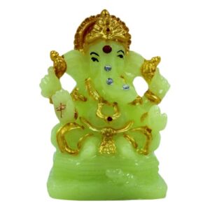 Lord Ganesha Sitting Idol Crystal Green Colour Best for Home Decor - Karigaari India Aesthetic Home Decor