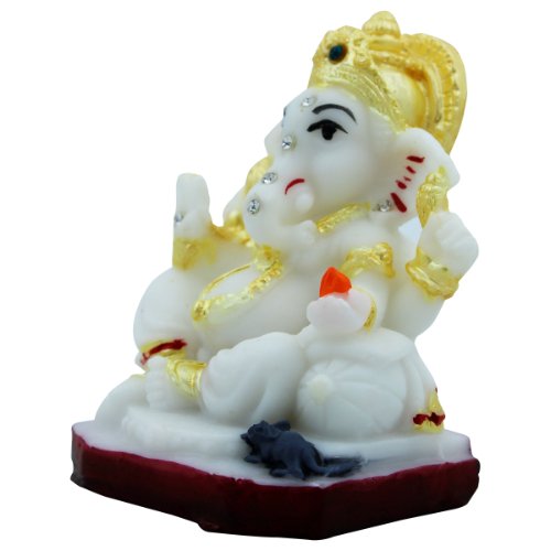Premium Lord Ganesha Sitting With Black Mouse For Home Home Decor White Color Modern Ornament 4 Lord Ganesha Sitting with Black Mouse for Home Decor White Color - Karigaari India Aesthetic Home Decor