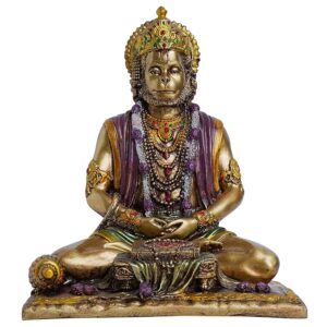 Meditating Hanuman Resin Idol- Serene - Karigaari India Aesthetic Home Decor