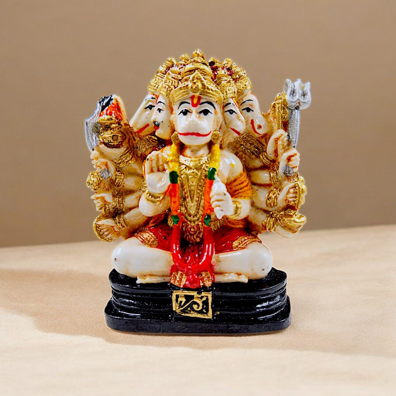 Premium Powerful Panchmukhi Hanuman Figurine Colorful Resin Crafted Five Faced Bajrangbali Statue For Protection Strength Home Blessings Home Decor Accent 1