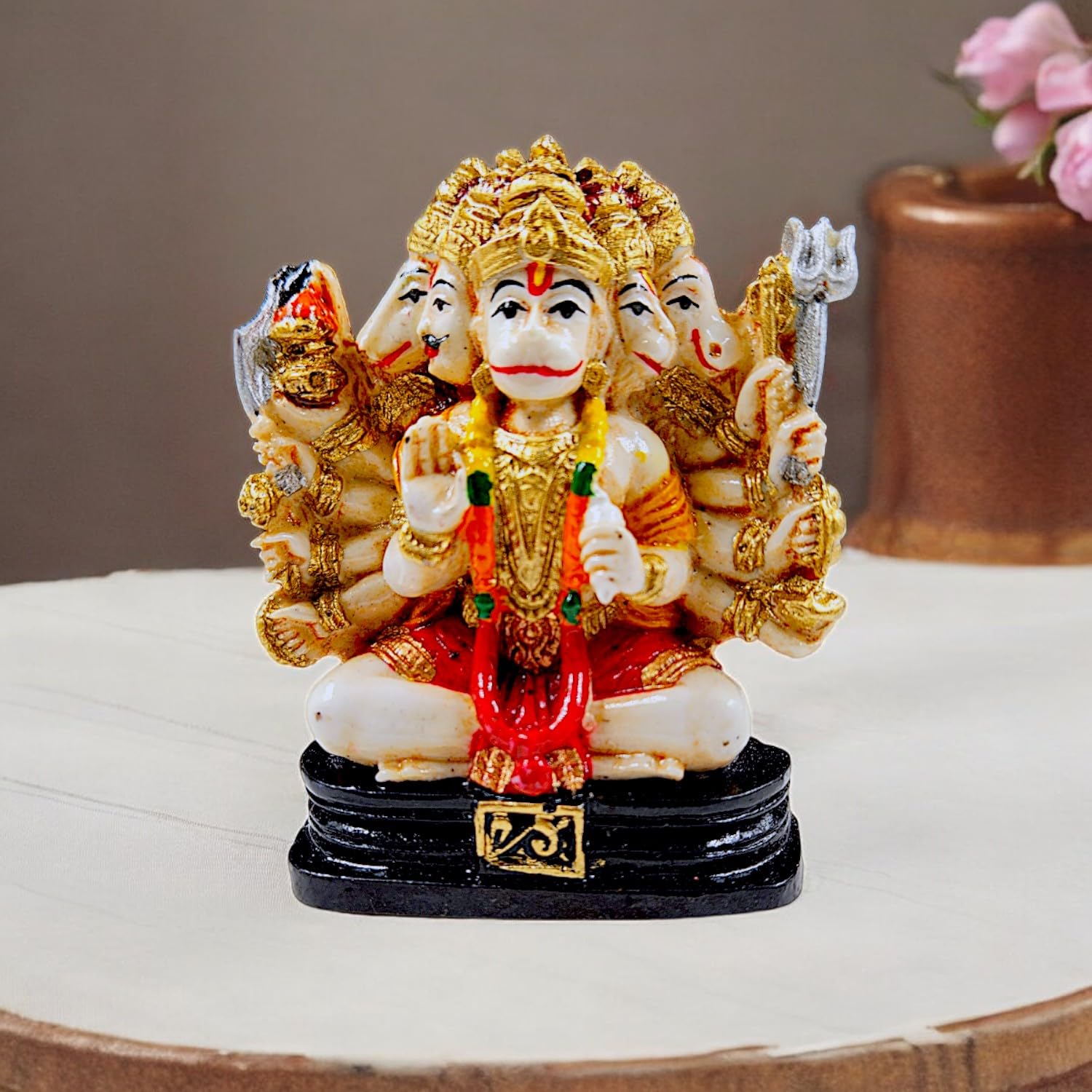 Premium Powerful Panchmukhi Hanuman Figurine Colorful Resin Crafted Five Faced Bajrangbali Statue For Protection Strength Home Blessings Home Decor Accent 2