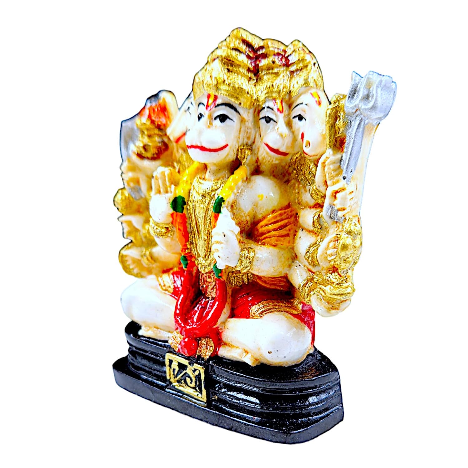 Premium Powerful Panchmukhi Hanuman Figurine Colorful Resin Crafted Five Faced Bajrangbali Statue For Protection Strength Home Blessings Home Decor Accent 3