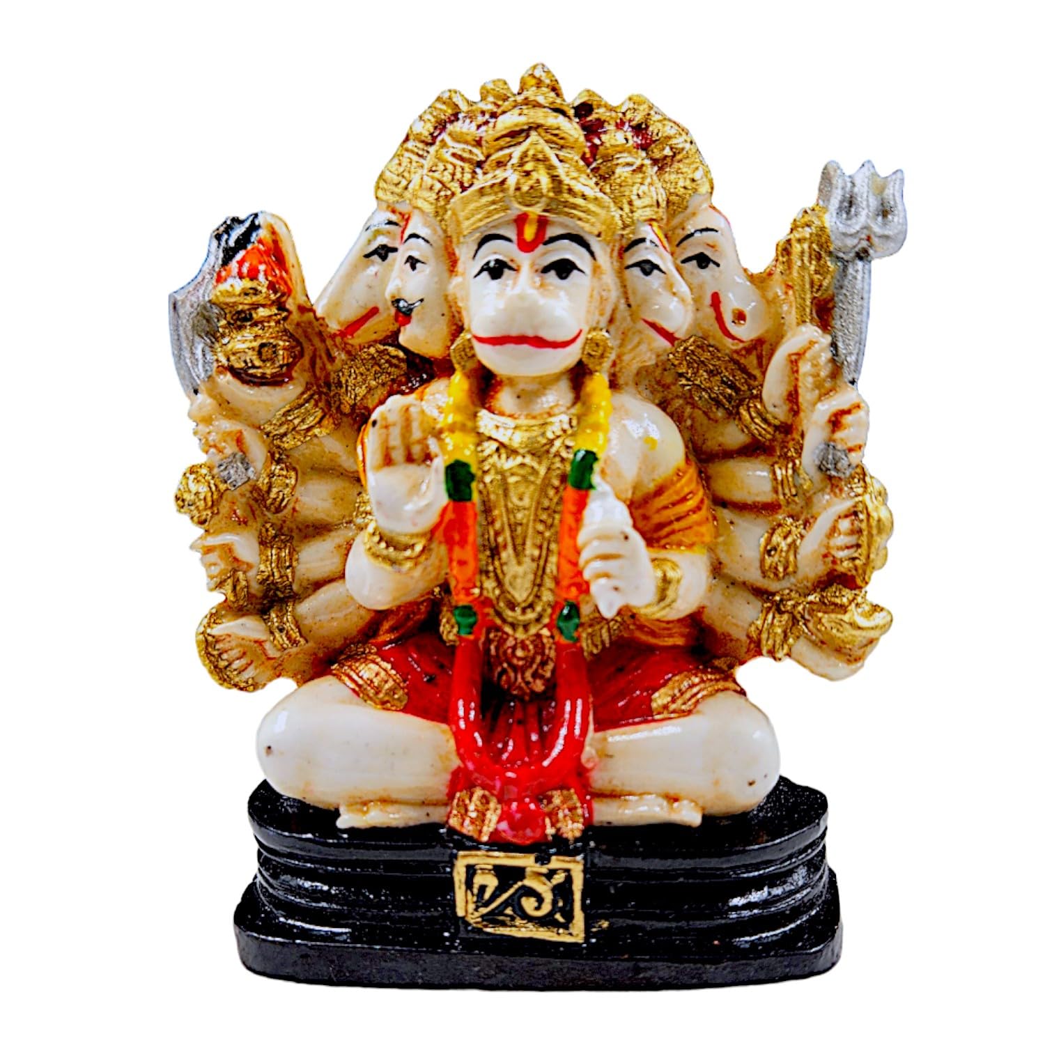 Premium Powerful Panchmukhi Hanuman Figurine Colorful Resin Crafted Five Faced Bajrangbali Statue For Protection Strength Home Blessings Home Decor Accent 4