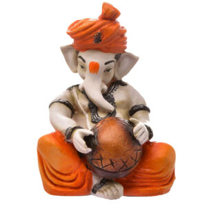 Resin Ganesha Playing Tabla - Symbol of Music & Auspiciousness - Karigaari India Aesthetic Home Decor