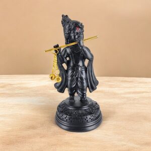 Resin Krishna Statue with Flute -Brings Joy, Love & Prosperity- Hindu God Idol for Home & Gifts - Karigaari India Aesthetic Home Decor
