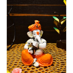 Shehnai Harmony Ganesha Idol Resin Musical Ganpati for Home Temple & Festive Gifting - Karigaari India Aesthetic Home Decor
