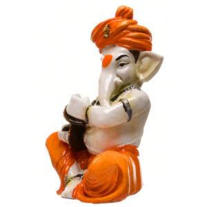 Shehnai Harmony Ganesha Idol Resin Musical Ganpati for Home Temple & Festive Gifting - Karigaari India Aesthetic Home Decor