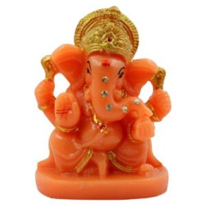 Small Lord Ganesha Sitting Idol Orange Colour for Home Decor - Karigaari India Aesthetic Home Decor