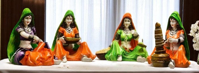 Stylish Ajasthani Women Figurines Ensemble Classic Indian Home Decoration Handicraft Centerpiece Idols For Cultural Charm Premium Home Decor 4 ajasthani Women Figurines Set | Traditional Indian Home Decor Handicraft Showpiece Idols for Cultural Charm - Karigaari India Aesthetic Home Decor