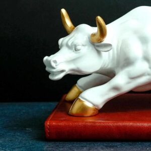 White Bull with Gold Accents - Modern Resin Animal Decor - Karigaari India Aesthetic Home Decor