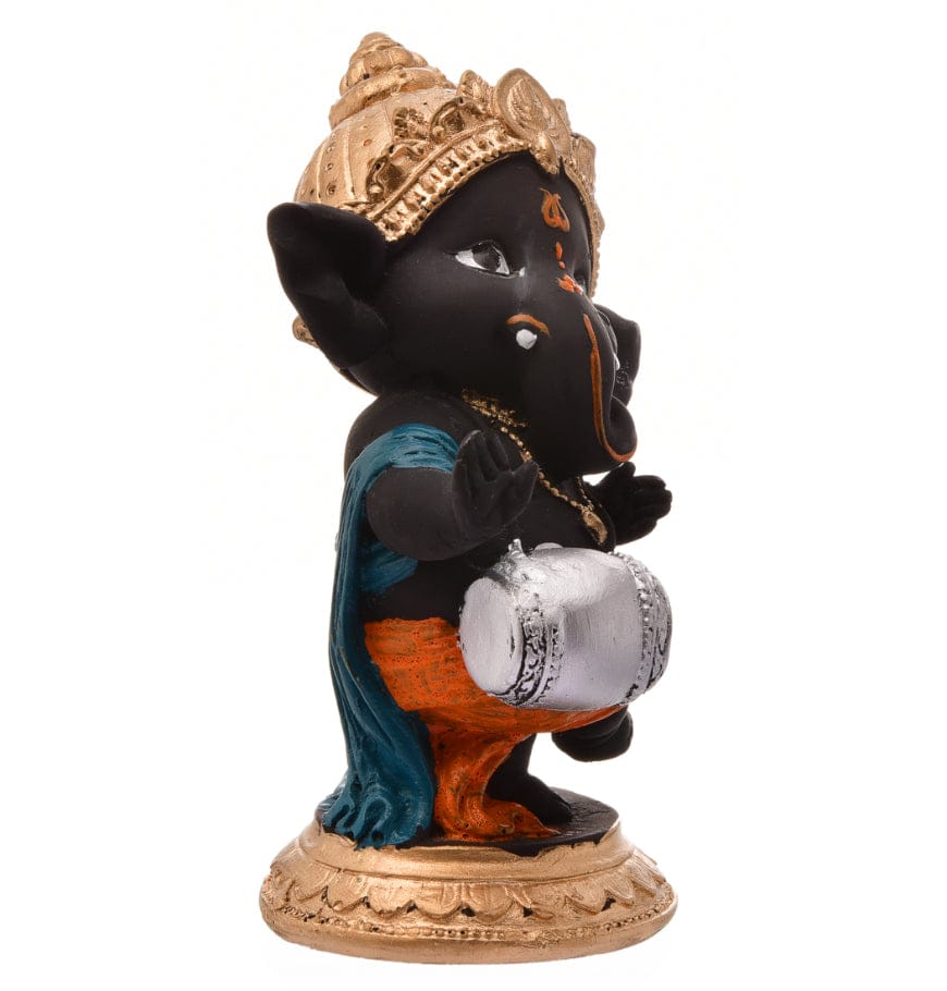 Stylish Black Resin Crafted Dholak Ganesha Statue Musical Ganpati Murti For Home Decoration Festive Gifting Stylish Accent 3 Black Resin Dholak Ganesha Idol Musical Ganpati Murti for Home Decor & Festive Gifting - Karigaari India Aesthetic Home Decor
