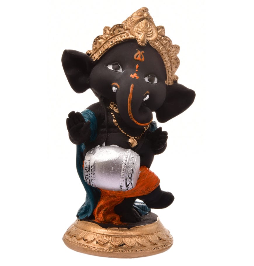 Stylish Black Resin Crafted Dholak Ganesha Statue Musical Ganpati Murti For Home Decoration Festive Gifting Stylish Accent 4 Black Resin Dholak Ganesha Idol Musical Ganpati Murti for Home Decor & Festive Gifting - Karigaari India Aesthetic Home Decor