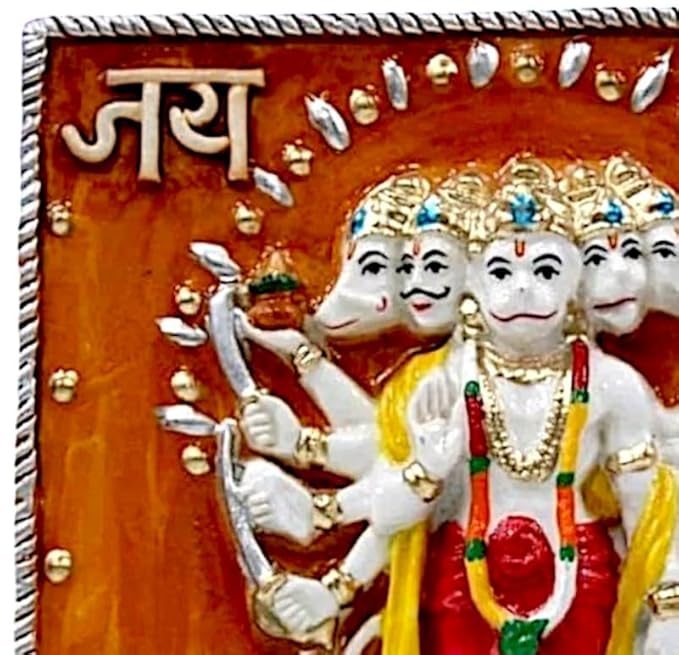 Stylish Colorful Panchmukhi Hanuman Wall Art Decoration Premium Home Decor 2 Vibrant Panchmukhi Hanuman Wall Art Decor - Karigaari India Aesthetic Home Decor