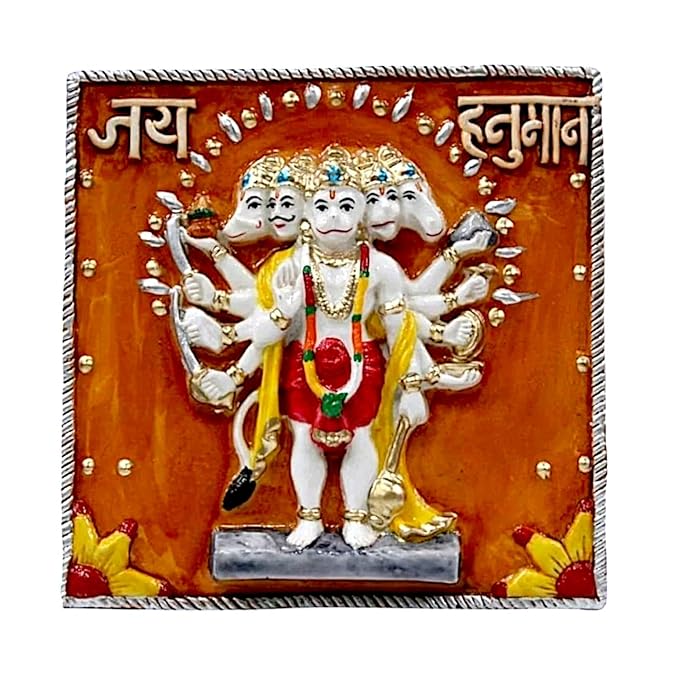 Stylish Colorful Panchmukhi Hanuman Wall Art Decoration Premium Home Decor 3 Vibrant Panchmukhi Hanuman Wall Art Decor - Karigaari India Aesthetic Home Decor