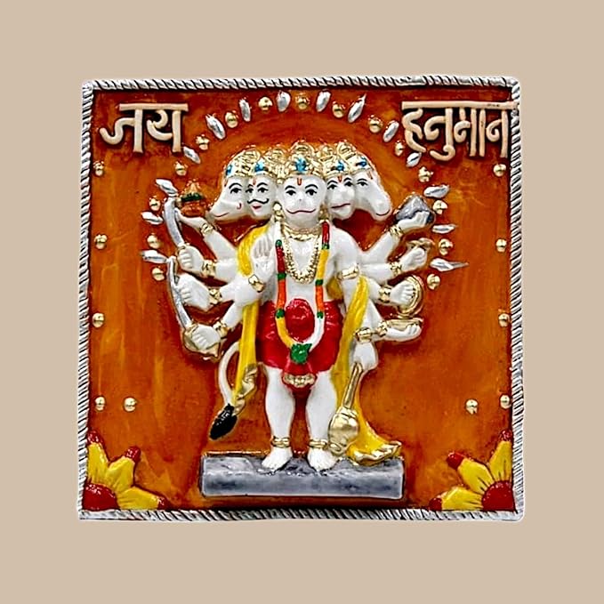 Stylish Colorful Panchmukhi Hanuman Wall Art Decoration Premium Home Decor 4 Vibrant Panchmukhi Hanuman Wall Art Decor - Karigaari India Aesthetic Home Decor