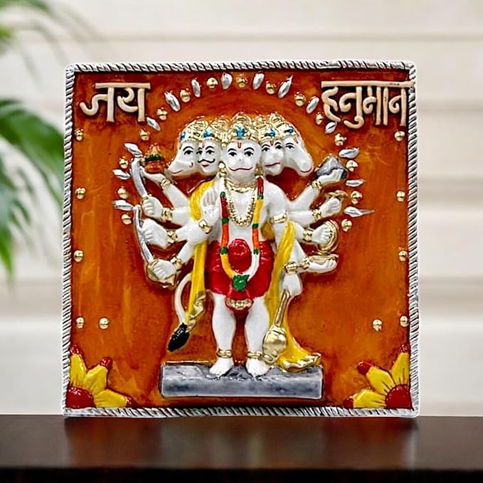 Stylish Colorful Panchmukhi Hanuman Wall Art Decoration Premium Home Decor 6 Vibrant Panchmukhi Hanuman Wall Art Decor - Karigaari India Aesthetic Home Decor