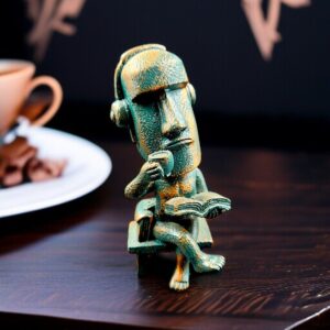 Modern Abstract Thinker Statue Resin Reading Man Figurine with Coffee & Headphones for Home & Office Decor - Karigaari India Aesthetic Home Decor