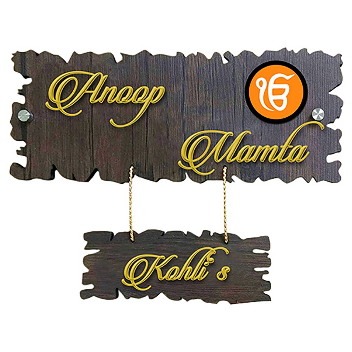 Stylish Custom Sturdy Wood Name Plaque For Office Home Custom Solid Home Decor Accent 2 Personalized Durable Wooden Name Plate for Office Home Custom Sturdy - Karigaari India Aesthetic Home Decor