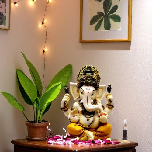 Unique Design Little Lord Ganesha Sitting Multicolor Best Item for Home Decor - Karigaari India Aesthetic Home Decor