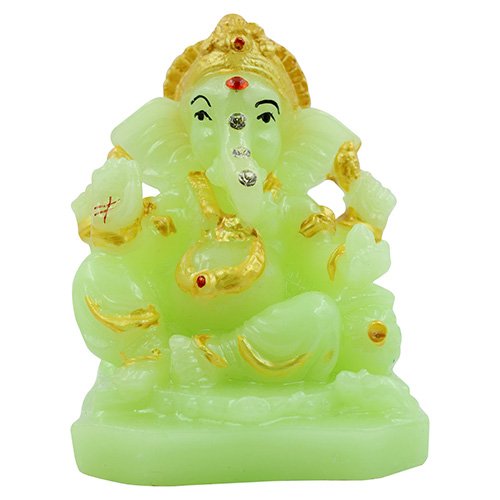 Stylish Distinctive Design Small Lord Ganesha Sitting Figurine Crystal Green Color With Golden Ornaments Best For Home Decor Luxurious Accent 2 Unique Design Small Lord Ganesha Sitting Idol Crystal Green Color With Golden Ornaments Best for Home Decor - Karigaari India Aesthetic Home Decor