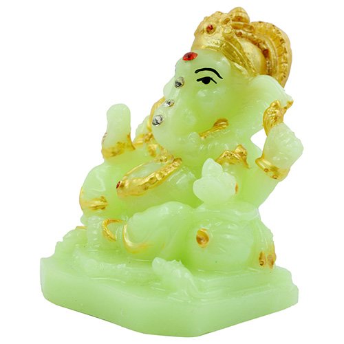 Stylish Distinctive Design Small Lord Ganesha Sitting Figurine Crystal Green Color With Golden Ornaments Best For Home Decor Luxurious Accent 5 Unique Design Small Lord Ganesha Sitting Idol Crystal Green Color With Golden Ornaments Best for Home Decor - Karigaari India Aesthetic Home Decor