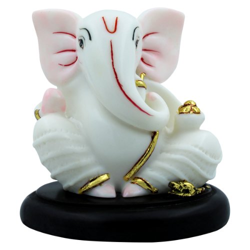 Unique Small Lord Ganesha Sitting With Mouse White Color Idol for Home Decor - Karigaari India Aesthetic Home Decor
