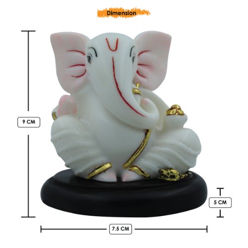 Unique Small Lord Ganesha Sitting With Mouse White Color Idol for Home Decor - Karigaari India Aesthetic Home Decor