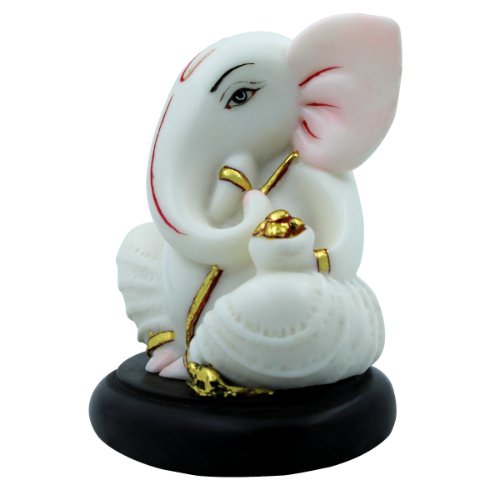 Unique Small Lord Ganesha Sitting With Mouse White Color Idol for Home Decor - Karigaari India Aesthetic Home Decor