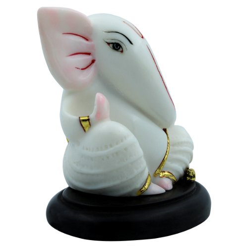 Unique Small Lord Ganesha Sitting With Mouse White Color Idol for Home Decor - Karigaari India Aesthetic Home Decor