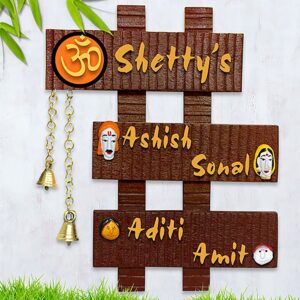 Family Durable Beautiful Wooden Name Plate for House Personalized Sturdy - Karigaari India Aesthetic Home Decor