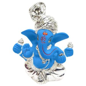 Stylish Blue Ceramic Ganesha Idol for Car Dashboard I Gifting - Karigaari India Aesthetic Home Decor