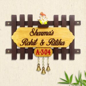 Stylish Personalized Custom Wooden Name Plate for House Sturdy Durable - Karigaari India Aesthetic Home Decor