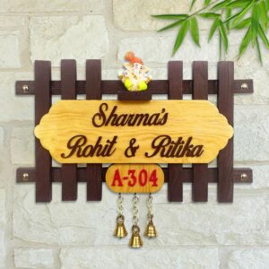 Stylish Personalized Custom Wooden Name Plate for House Sturdy Durable - Karigaari India Aesthetic Home Decor