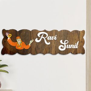 Stylish Sturdy Wooden Name Plate for House Durable Beautiful - Karigaari India Aesthetic Home Decor