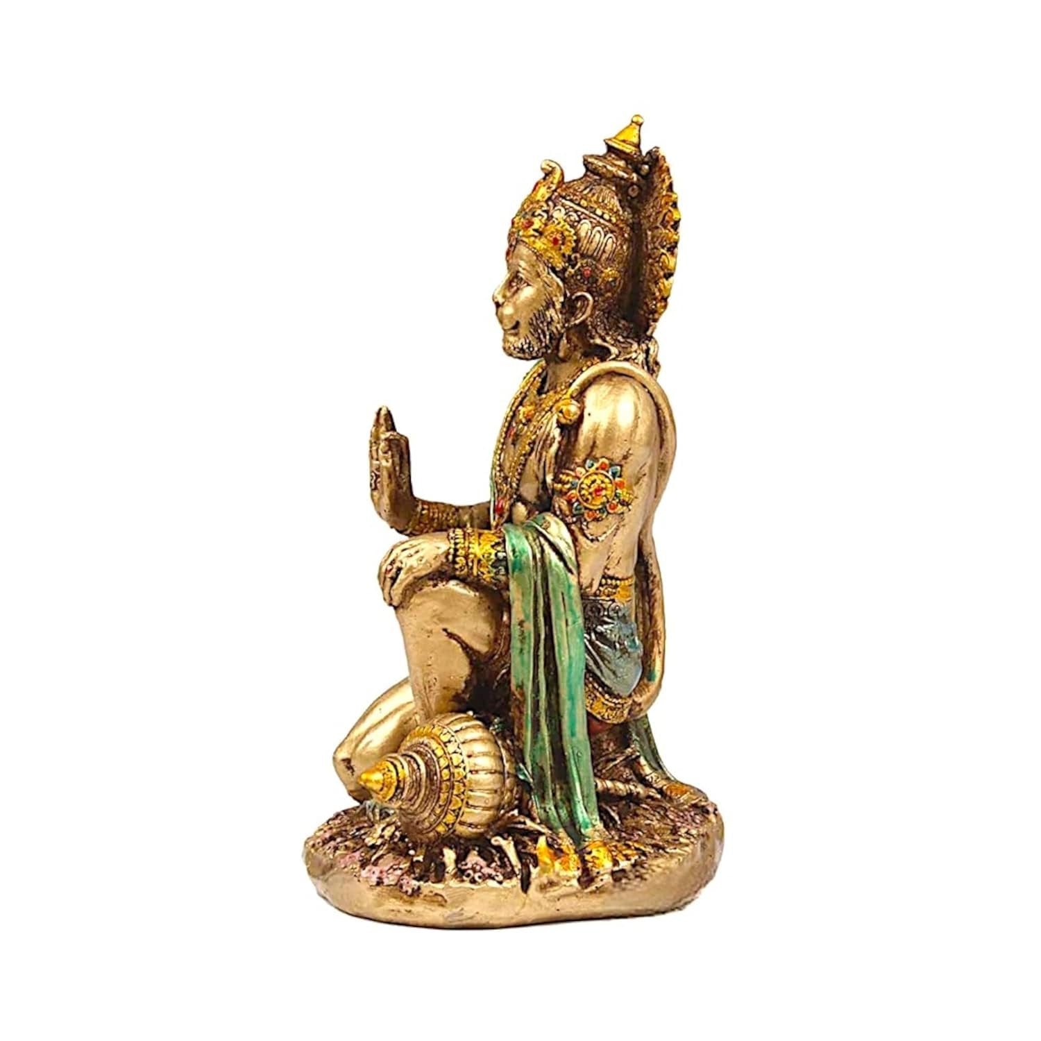 Stylish Golden Kneeling Hanuman Statue For Home Artful Decor Piece 4 Golden Kneeling Hanuman Idol for Home - Karigaari India Aesthetic Home Decor
