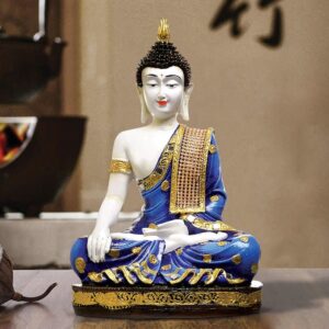 Handcrafted Ployresin Lord Buddha Meditating Multicolour  Statue Showpiece Home Decor/Office Decor/Spiritual Gift - Karigaari India Aesthetic Home Decor