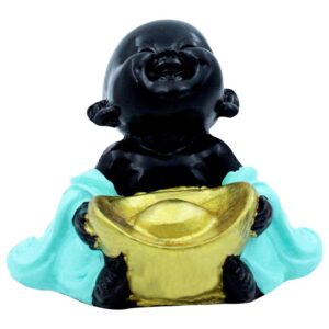 Handcrafted Ployresin Lord Buddha Sitting Multicolour Statue Showpiece Home Decor/Office Decor/Spiritual Gift, Black And Blue - Karigaari India Aesthetic Home Decor