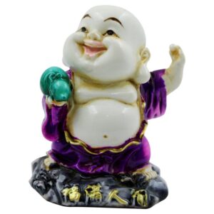 Handcrafted Ployresin Lord Buddha Standing With Laughing Statue Showpiece Home Decor/Office Decor/Spiritual Gift,Purple, Green - Karigaari India Aesthetic Home Decor