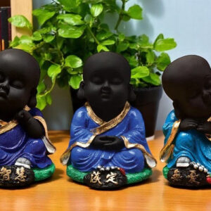 Handcrafted Ployresin Sitting And Sleeping , Meditating Lord Buddha Statue Showpiece Home Decor/Office Decor/Spiritual Gift, Drak Blue Colour, Three Pieces - Karigaari India Aesthetic Home Decor